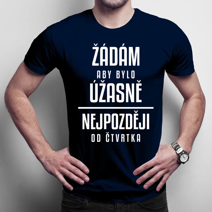 Žádám, aby bylo úžasně - nejpozději od čtvrtka - pánské tričko s potiskem