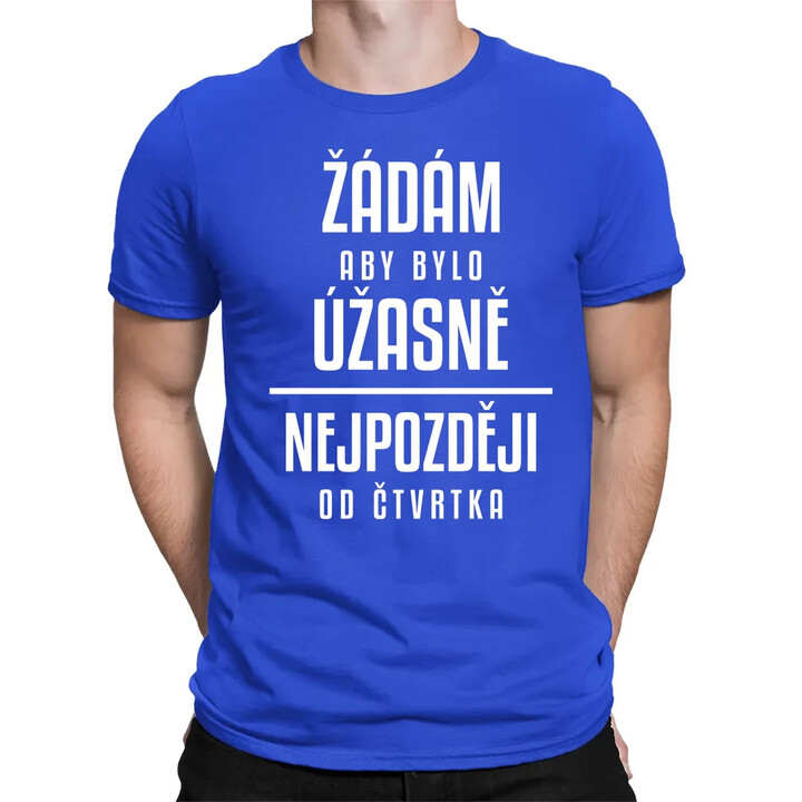 Žádám, aby bylo úžasně - nejpozději od čtvrtka - pánské tričko s potiskem