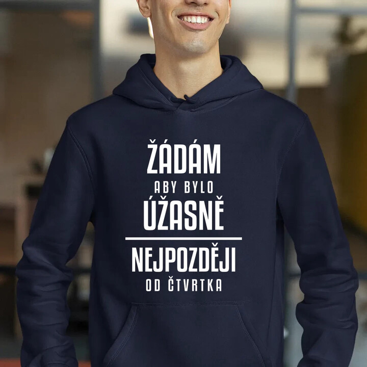 Žádám, aby bylo úžasně - nejpozději od čtvrtka - pánská mikina s potiskem
