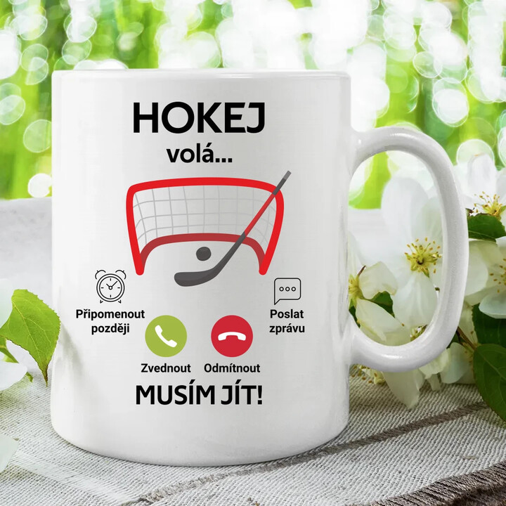 Hokej volá, musím jít! - hrnek s potiskem
