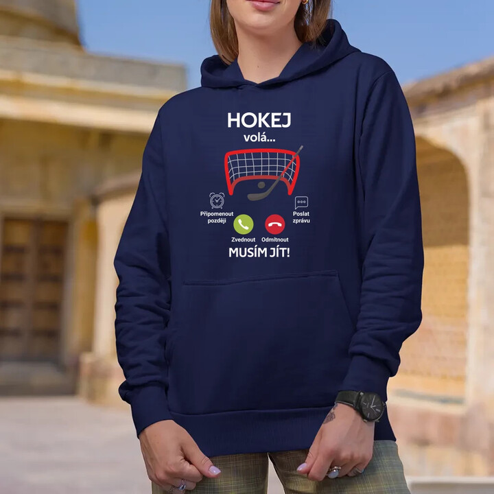 Hokej volá, musím jít! - dámská mikina s potiskem