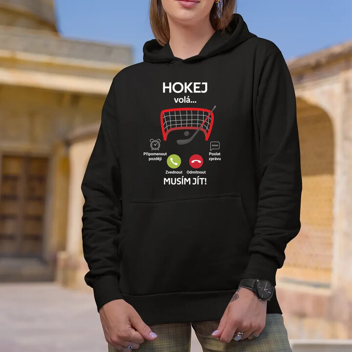 Hokej volá, musím jít! - dámská mikina s potiskem