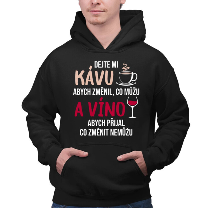 Dejte mi kávu a víno - pánská mikina s potiskem