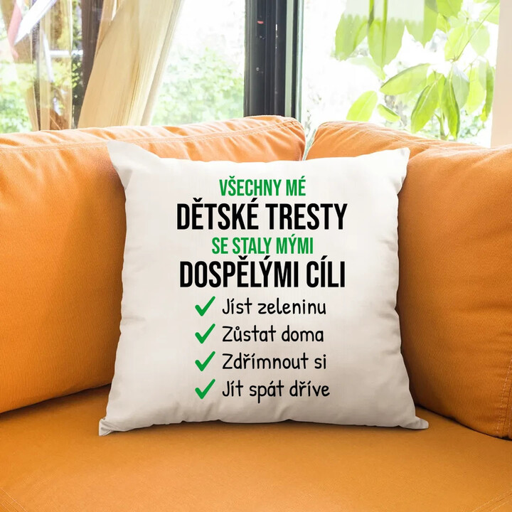 Všechny mé dětské tresty - polštář s potiskem