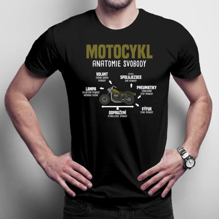 Motocykl anatomie svobody - pánské tričko s potiskem
