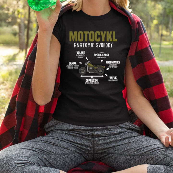 Motocykl anatomie svobody  - dámské tričko s potiskem