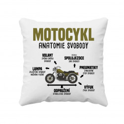 Motocykl anatomie svobody - polštář s potiskem