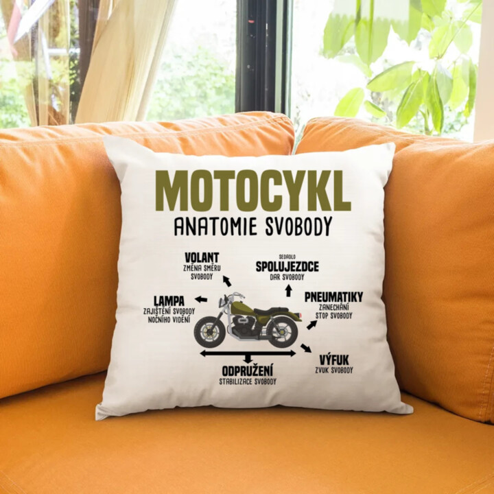 Motocykl anatomie svobody - polštář s potiskem