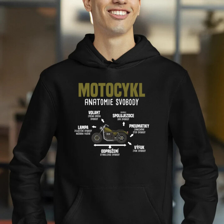 Motocykl anatomie svobody - pánská mikina s potiskem