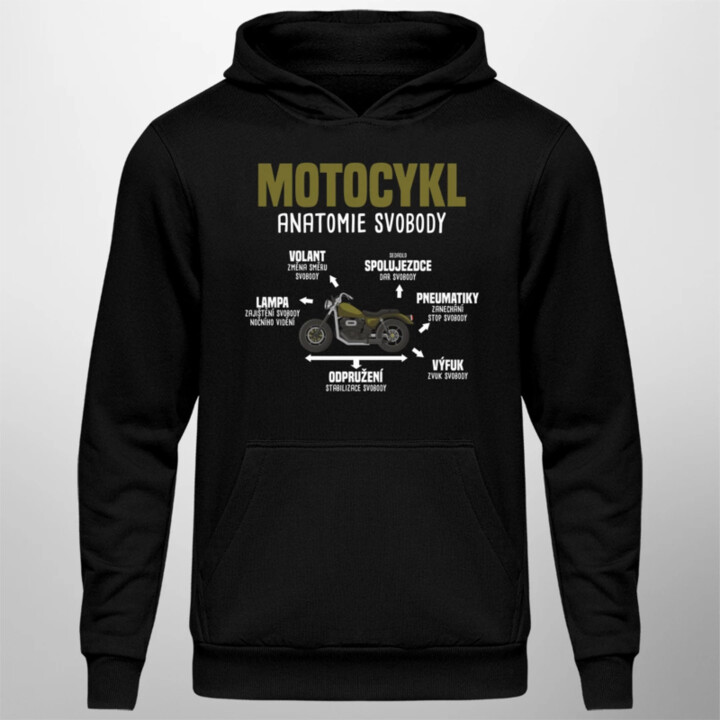 Motocykl anatomie svobody - pánská mikina s potiskem