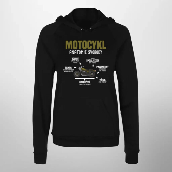 Motocykl anatomie svobody - dámská mikina s potiskem