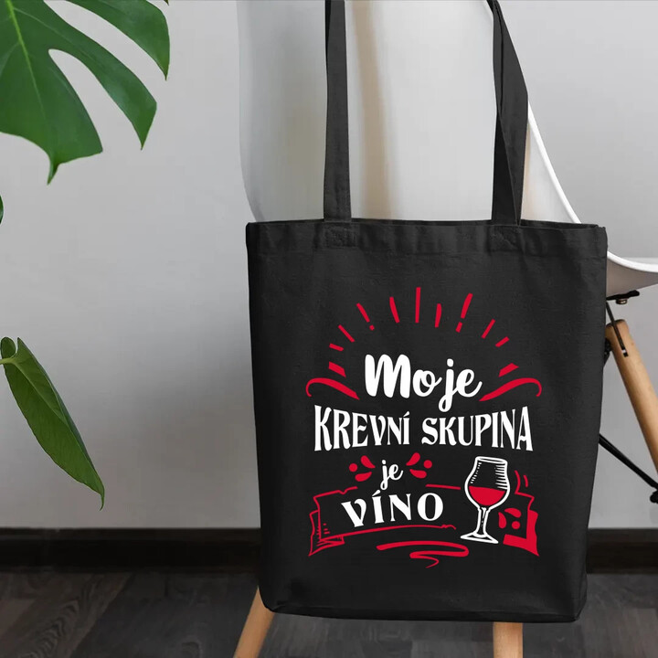 Moje krevní skupina je víno - taška s potiskem