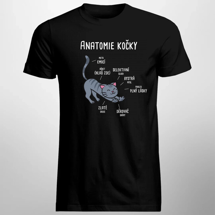 Anatomie kočky - pánské tričko s potiskem