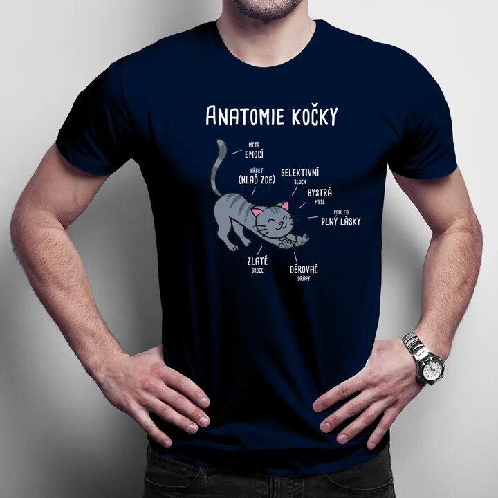 Anatomie kočky - pánské tričko s potiskem