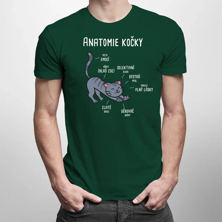 Anatomie kočky - pánské tričko s potiskem