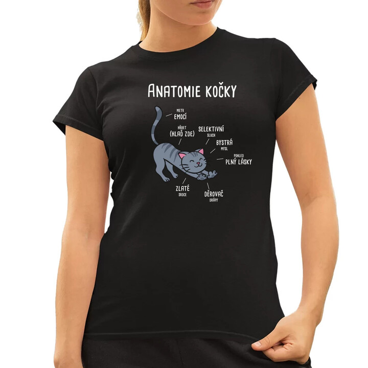 Anatomie kočky  - dámské tričko s potiskem