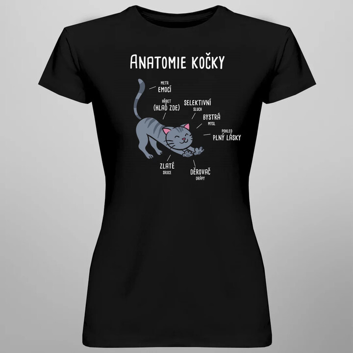 Anatomie kočky  - dámské tričko s potiskem