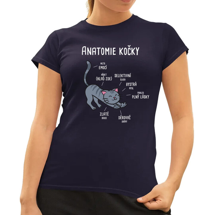Anatomie kočky  - dámské tričko s potiskem