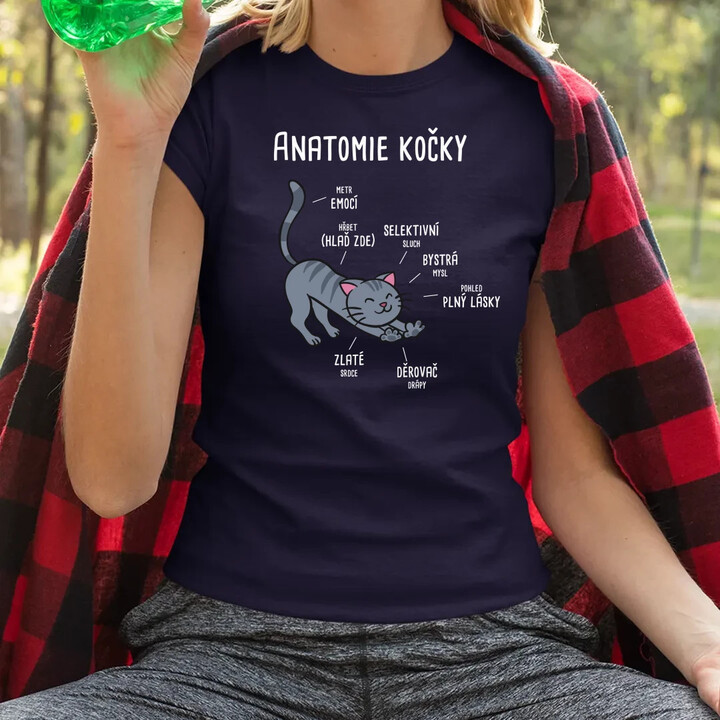 Anatomie kočky  - dámské tričko s potiskem