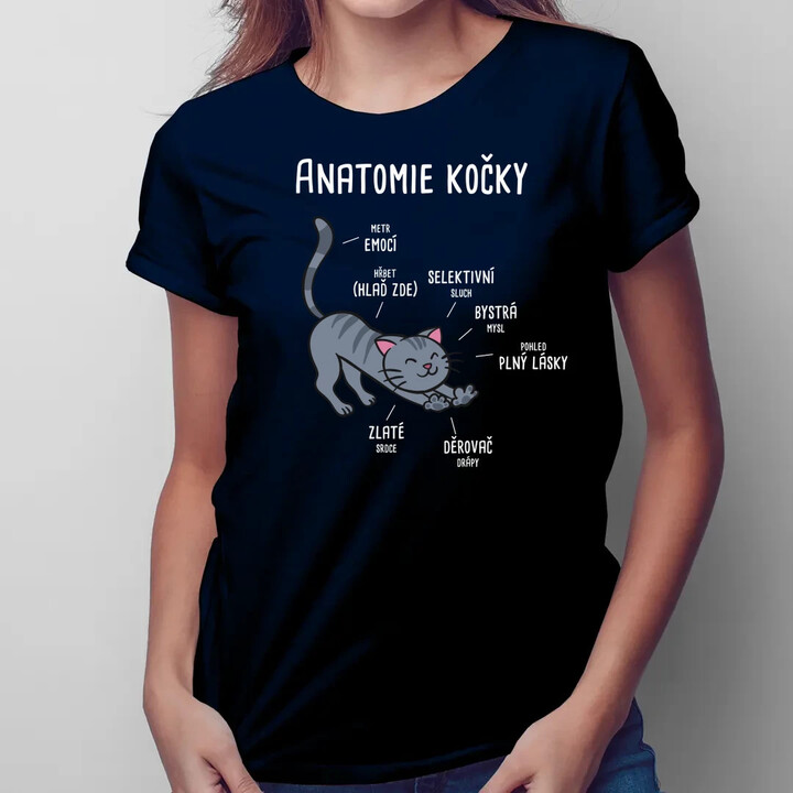 Anatomie kočky  - dámské tričko s potiskem