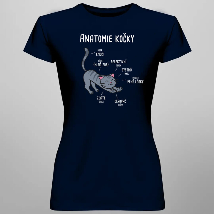 Anatomie kočky  - dámské tričko s potiskem