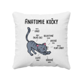 Anatomie kočky - polštář s potiskem