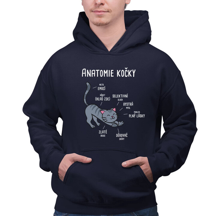 Anatomie kočky - pánská mikina s potiskem