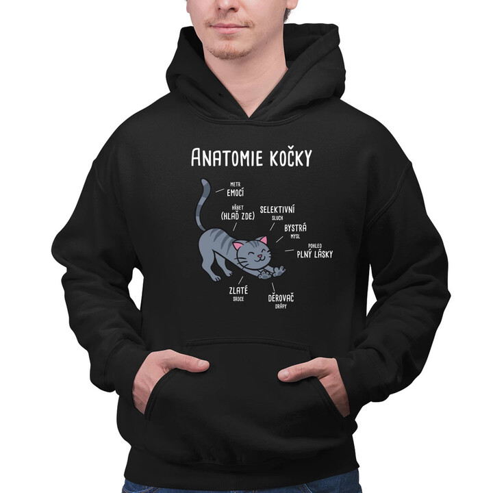 Anatomie kočky - pánská mikina s potiskem