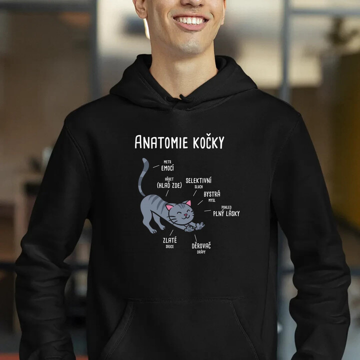 Anatomie kočky - pánská mikina s potiskem
