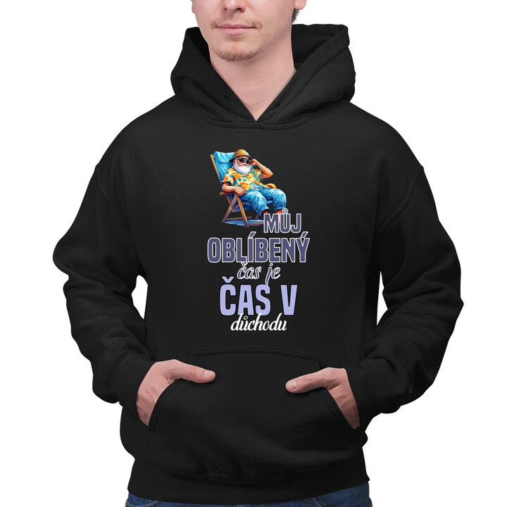 Můj oblíbený čas je čas v důchodu - pánská mikina s potiskem