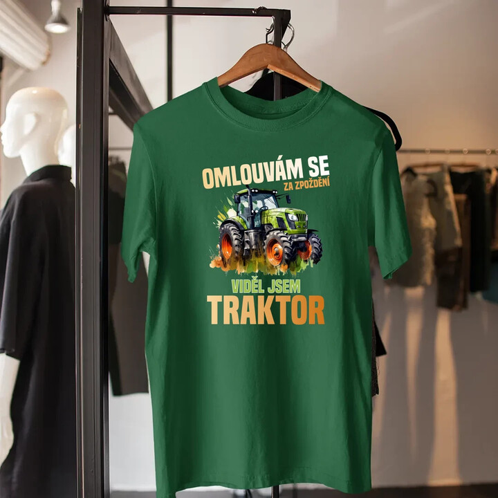 Omlouvám se za zpoždění, viděl jsem traktor - pánské tričko s potiskem