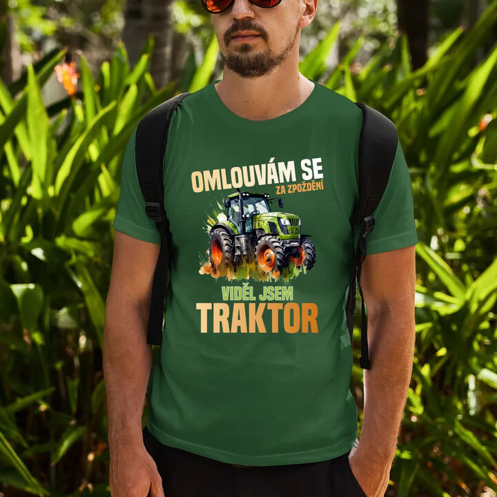 Omlouvám se za zpoždění, viděl jsem traktor - pánské tričko s potiskem