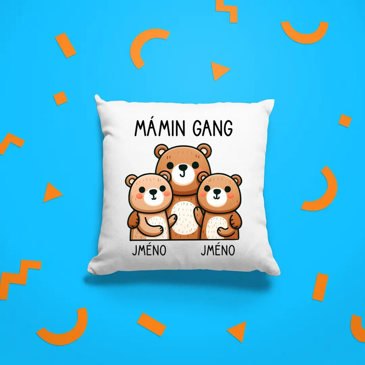 Mámin Gang - dvě děti - polštář s potiskem - personalizovaný produkt
