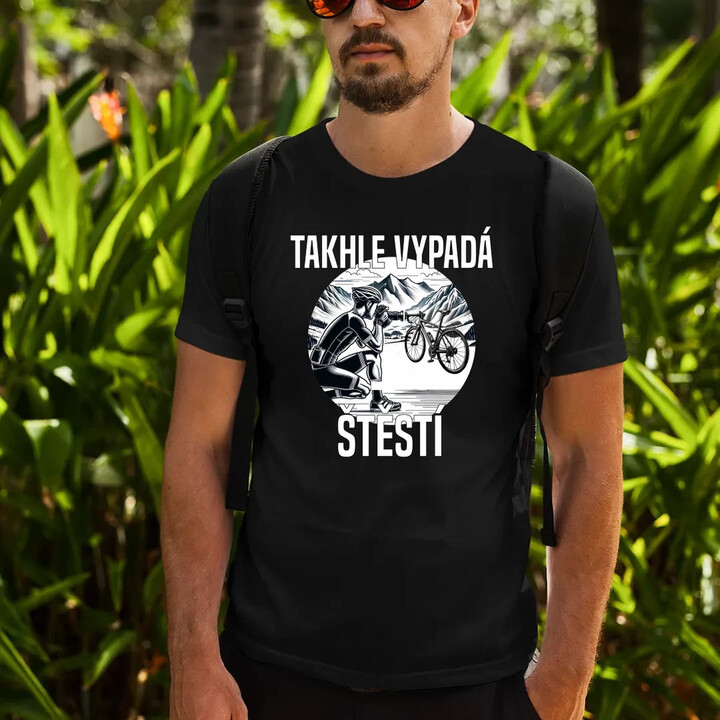 Takhle vypadá štěstí -  cyklista - pánské tričko s potiskem