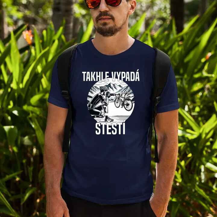 Takhle vypadá štěstí -  cyklista - pánské tričko s potiskem