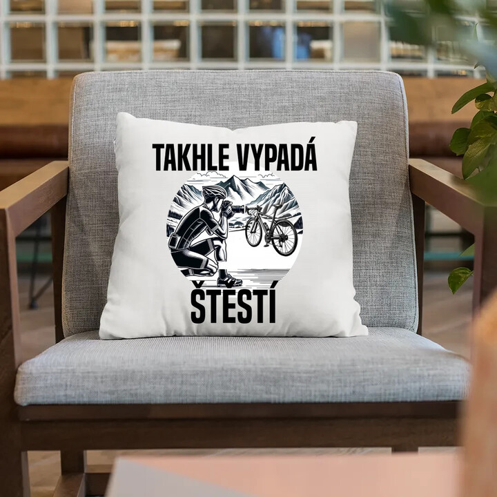 Takhle vypadá štěstí -  cyklista - polštář s potiskem