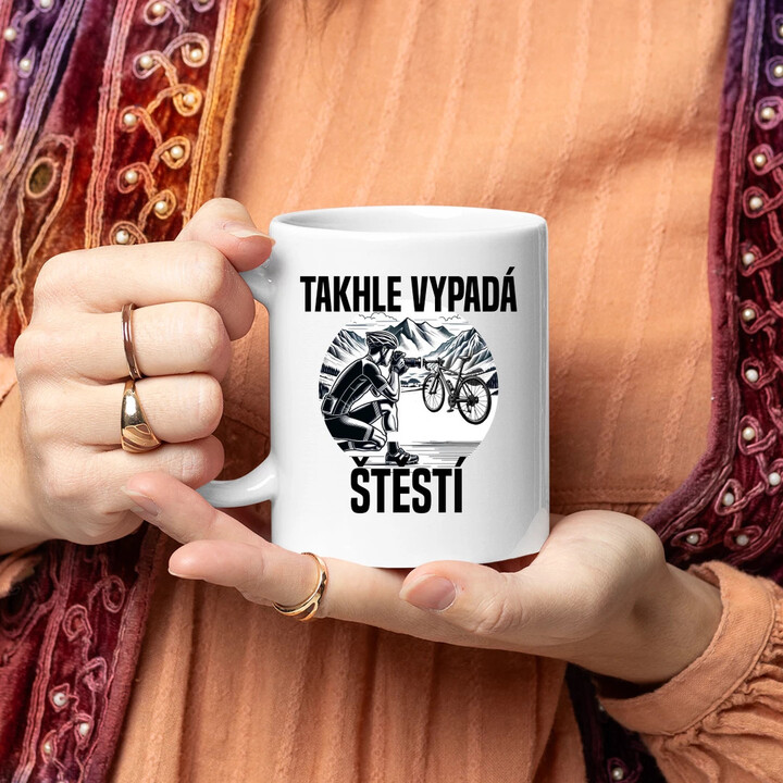Takhle vypadá štěstí -  cyklista - hrnek s potiskem