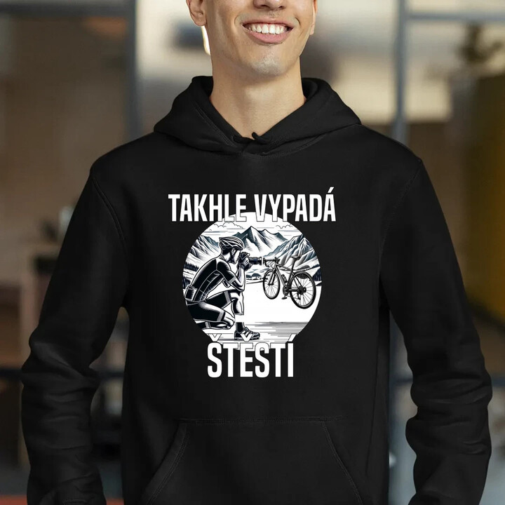 Takhle vypadá štěstí -  cyklista - pánská mikina s potiskem