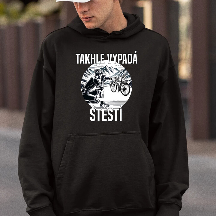 Takhle vypadá štěstí -  cyklista - pánská mikina s potiskem
