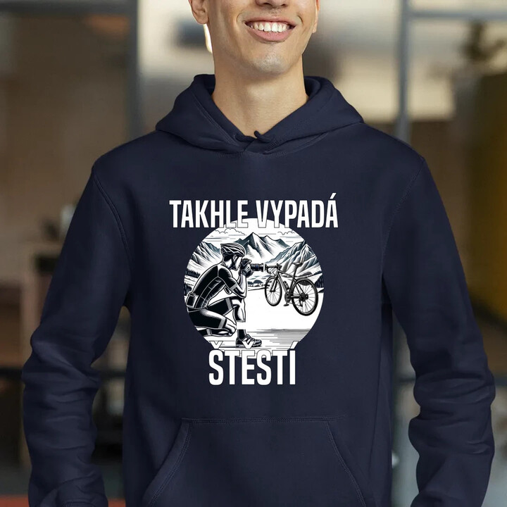 Takhle vypadá štěstí -  cyklista - pánská mikina s potiskem