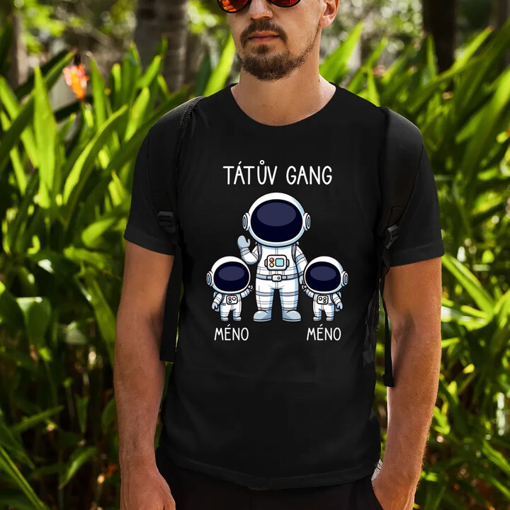 Tátův Gang - dvě děti - pánské tričko s potiskem - personalizovaný produkt
