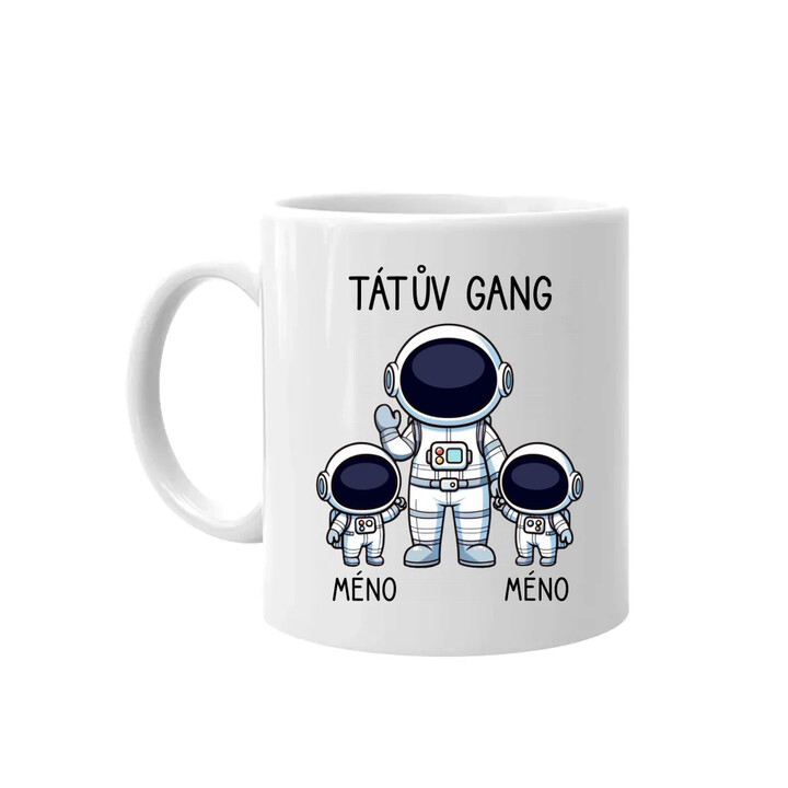Tátův Gang - dvě děti - hrnek s potiskem - personalizovaný produkt