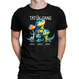 Tátův Gang (dinosauři) - tři děti  - pánské tričko s potiskem - personalizovaný produkt