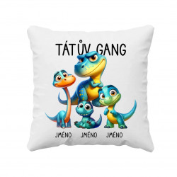 Tátův Gang (dinosauři) - tři děti - polštář s potiskem - personalizovaný produkt