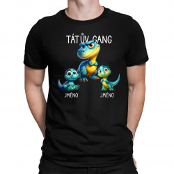 Tátův Gang (dinosauři) - dvě děti - pánské tričko s potiskem - personalizovaný produkt