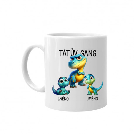 Tátův Gang (dinosauři) - dvě děti - hrnek s potiskem - personalizovaný produkt