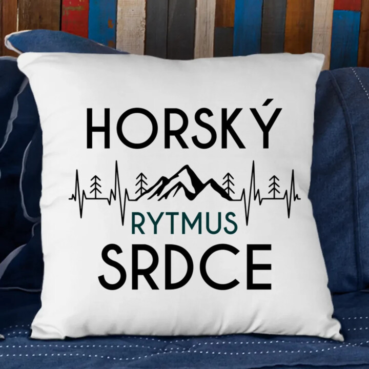 Horský rytmus srdce - polštář s potiskem