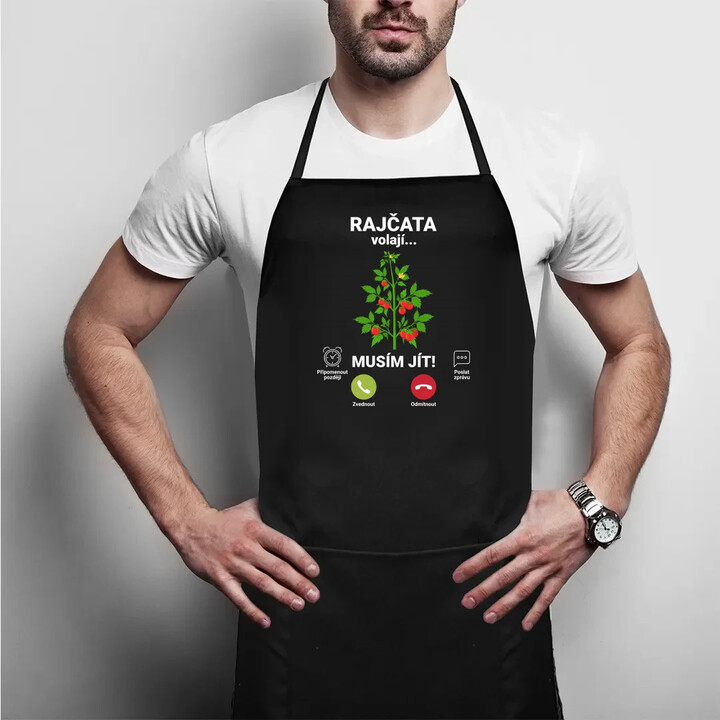 Rajčata volají, musím jít  - zástěra s potiskem
