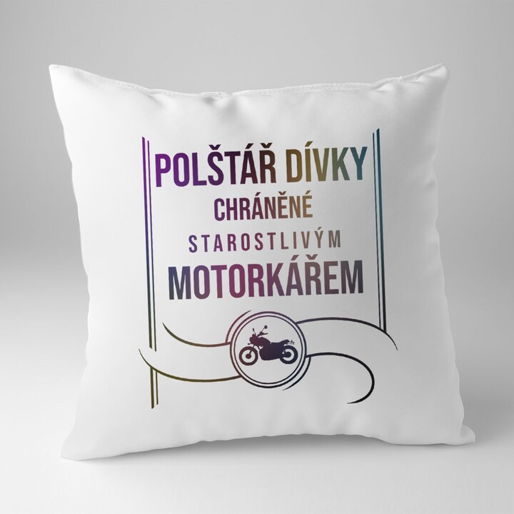 Polštář dívky chráněné starostlivým motorkářem - polštář