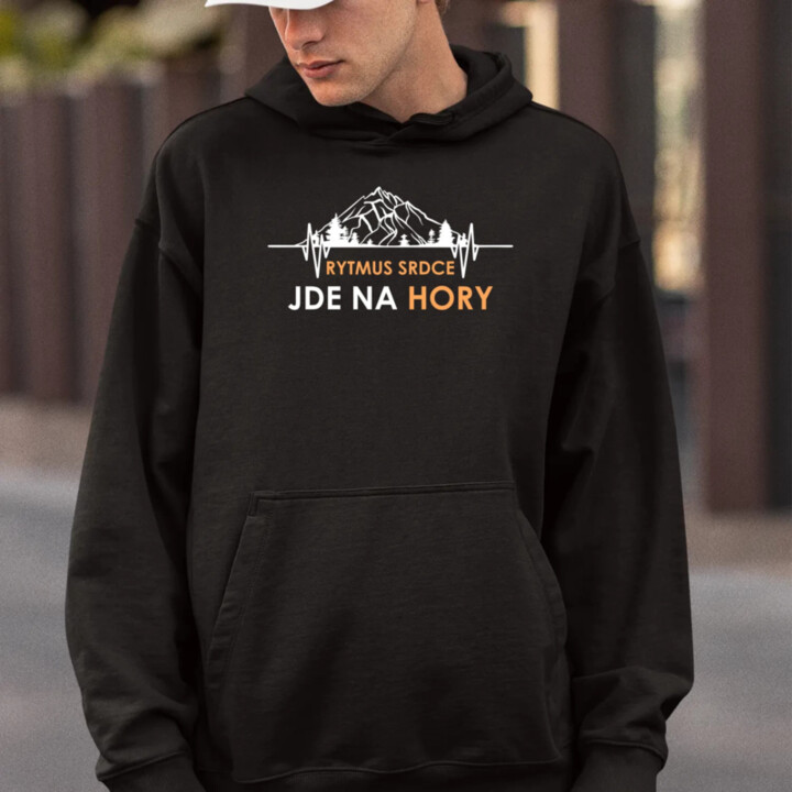 Rytmus srdce jde na hory - pánská mikina s potiskem